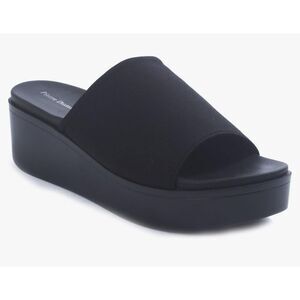 Pierre Dumas Wedge Slip-on Sandal Molly Black‎ Women's Size 6.5